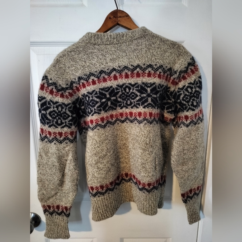 Vintage 80"s LL Bean Men's Wool Sweater Sz M - Picture 3 of 7